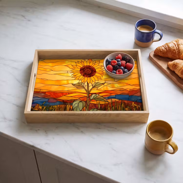 Dienblad - Zonnebloem - Mozaïek - Zonsondergang - Geel — 4