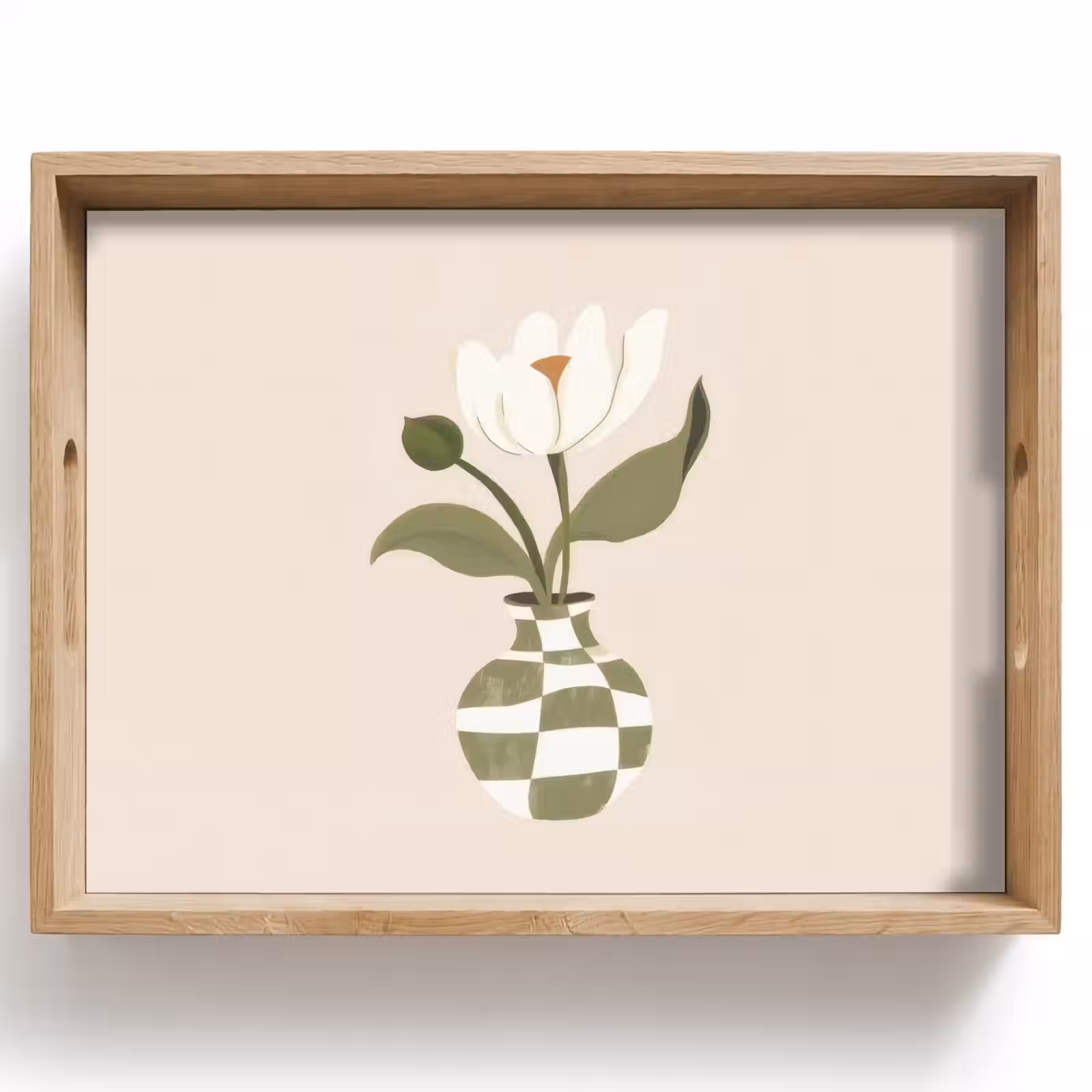 Dienblad - Vaas - Geruit - Bloem - Groen — 1