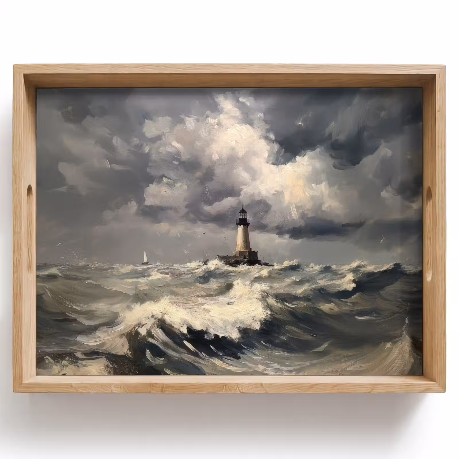 Dienblad - Vuurtoren - Golven - Storm — 1