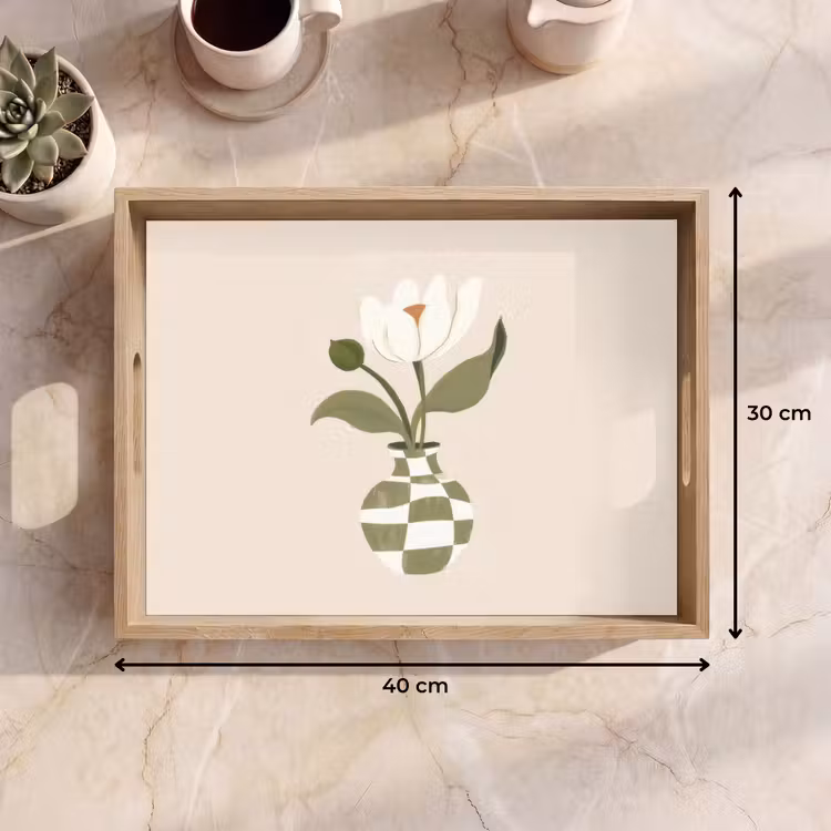 Dienblad - Vaas - Geruit - Bloem - Groen — 9