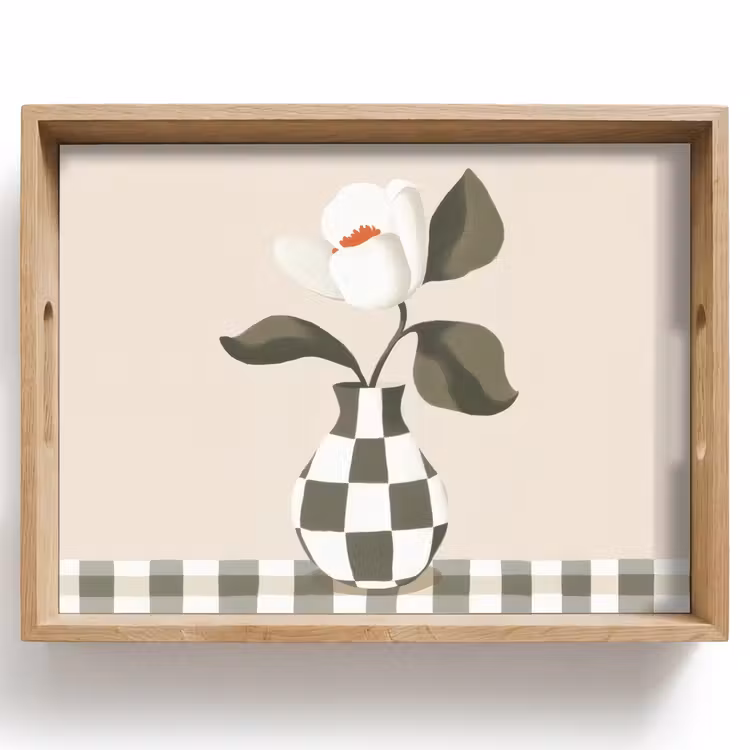 Dienblad - Vaas - Geruit - Groen - Bloem — 1