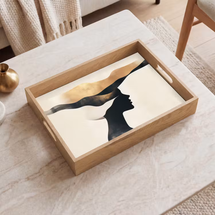 Dienblad - Vrouw - Golven - Zwart — 2