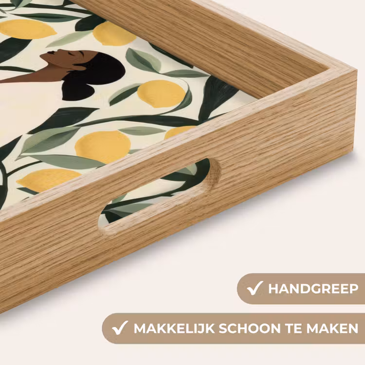 Dienblad - Vrouw - Mand - Citroenen - Bladeren — 5