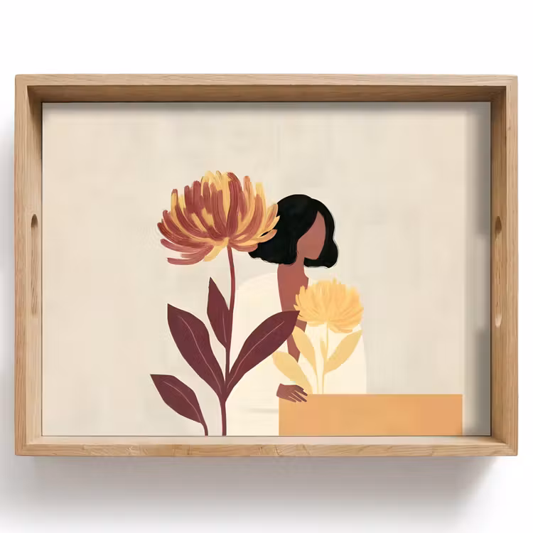 Dienblad - Vrouw - Minimalistisch - Bloem — 1