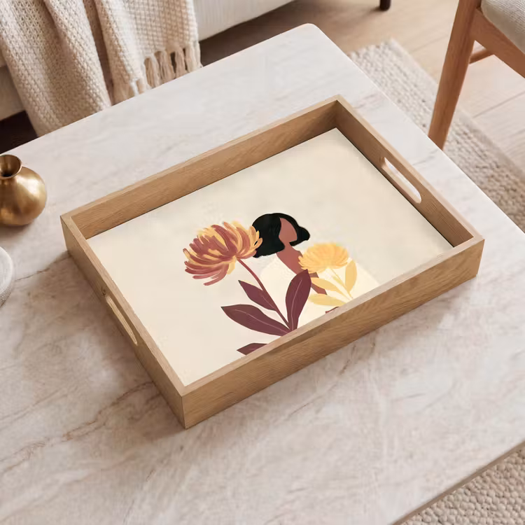 Dienblad - Vrouw - Minimalistisch - Bloem — 2