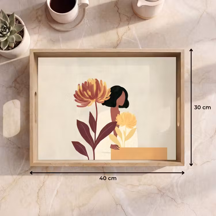 Dienblad - Vrouw - Minimalistisch - Bloem — 9