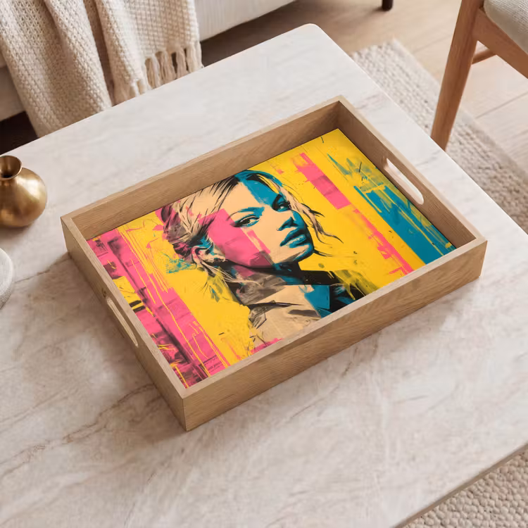 Dienblad - Vrouw - Verfstrepen - Gekleurd — 2