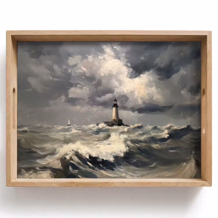 Dienblad - Vuurtoren - Golven - Storm — 1