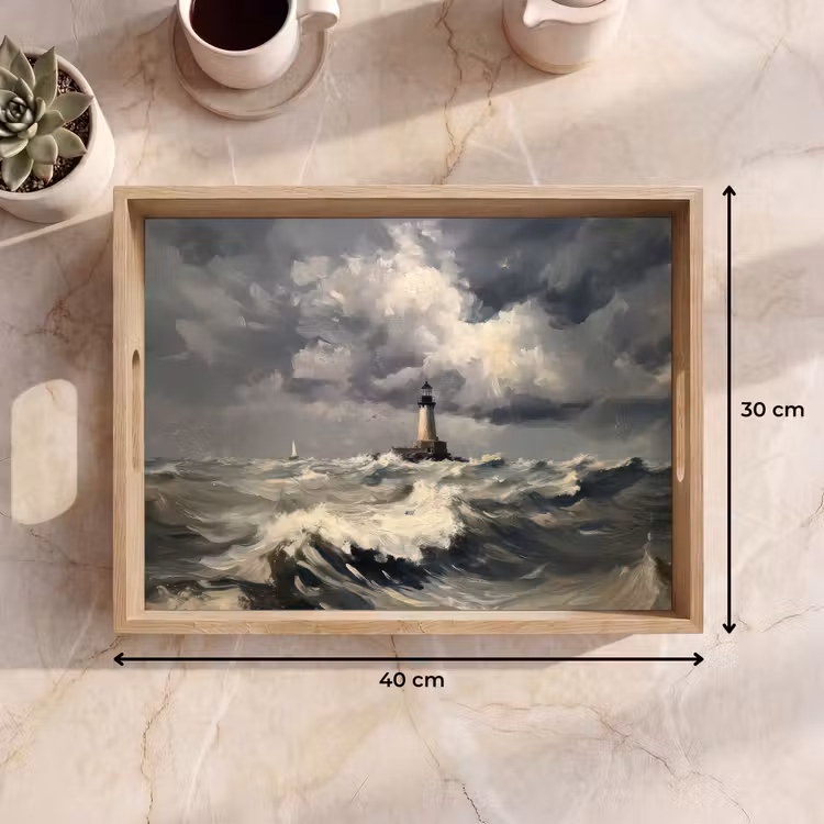 Dienblad - Vuurtoren - Golven - Storm — 9