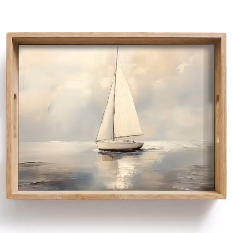 Dienblad - Zeilschip - Zee - Bewolkt — 1