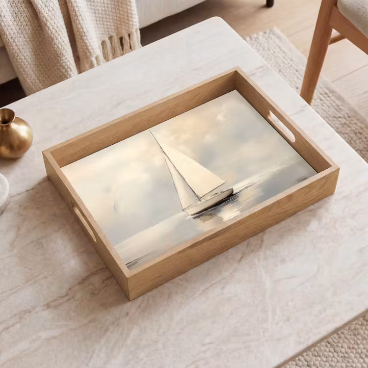 Dienblad - Zeilschip - Zee - Bewolkt — 2