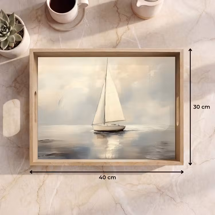 Dienblad - Zeilschip - Zee - Bewolkt — 9