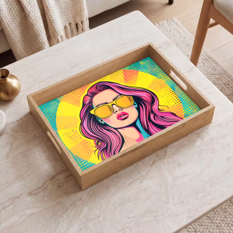 Dienblad - Zonnebril - Vrouw - Zonnig - Geel — 2