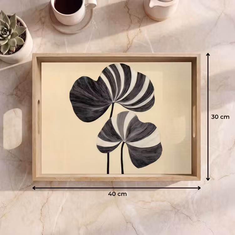 Dienblad - Zwart - Bladeren - Strepen - Minimalistisch — 9