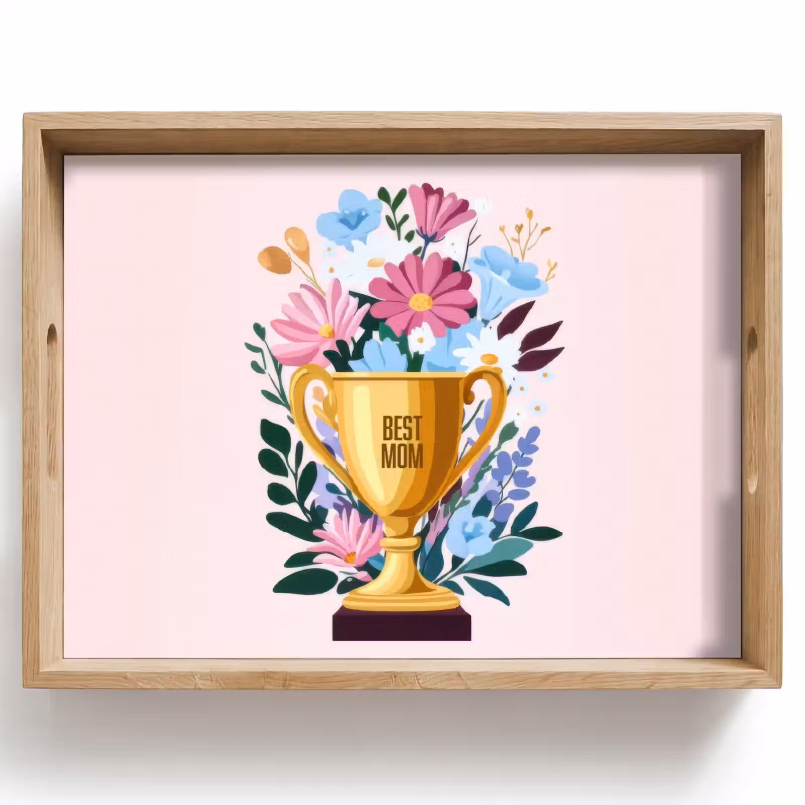 Dienblad - Trofee - Best Mom - Bloemen - Kleurrijk — 1