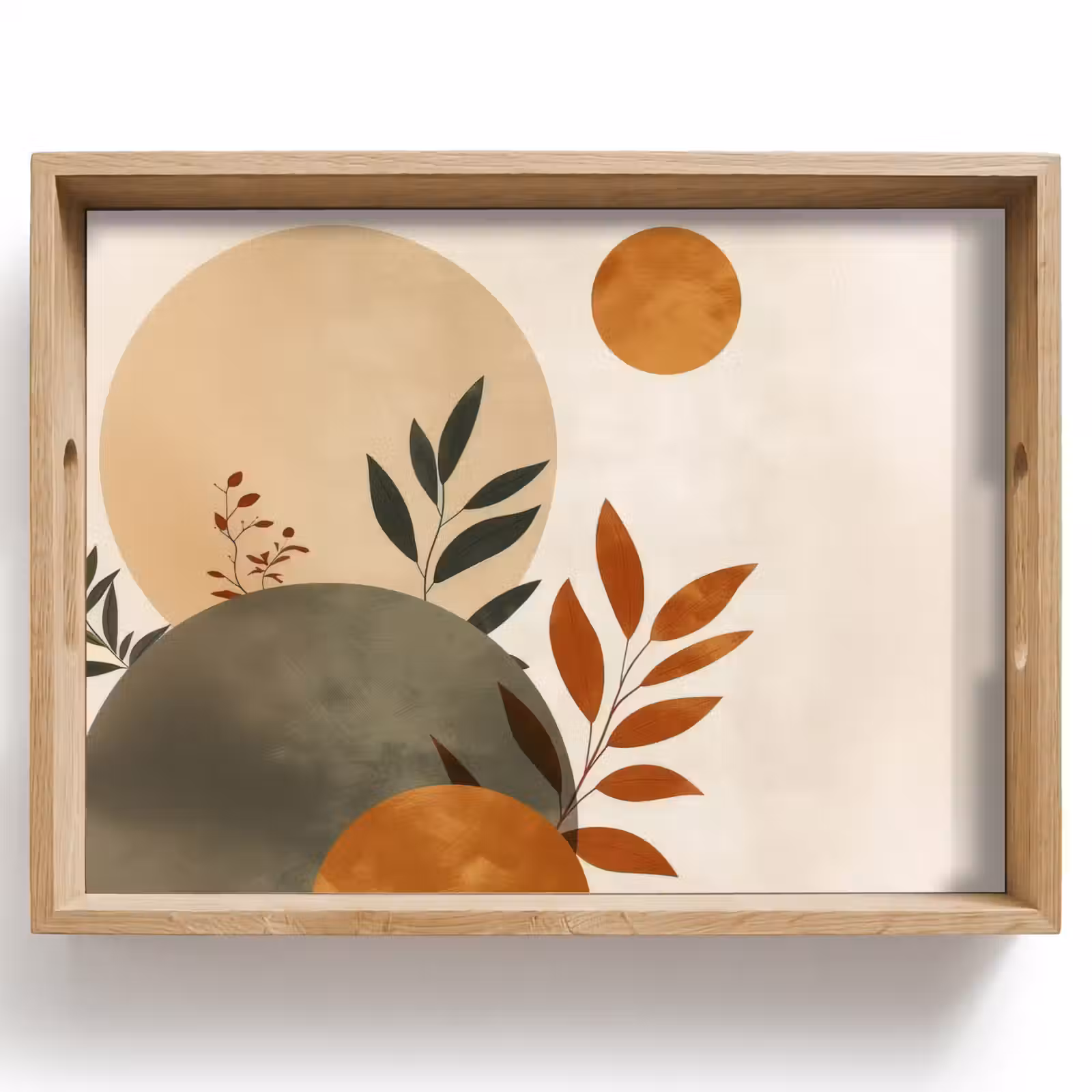 Dienblad - Vormen - Rond - Bladeren - Beige — 1
