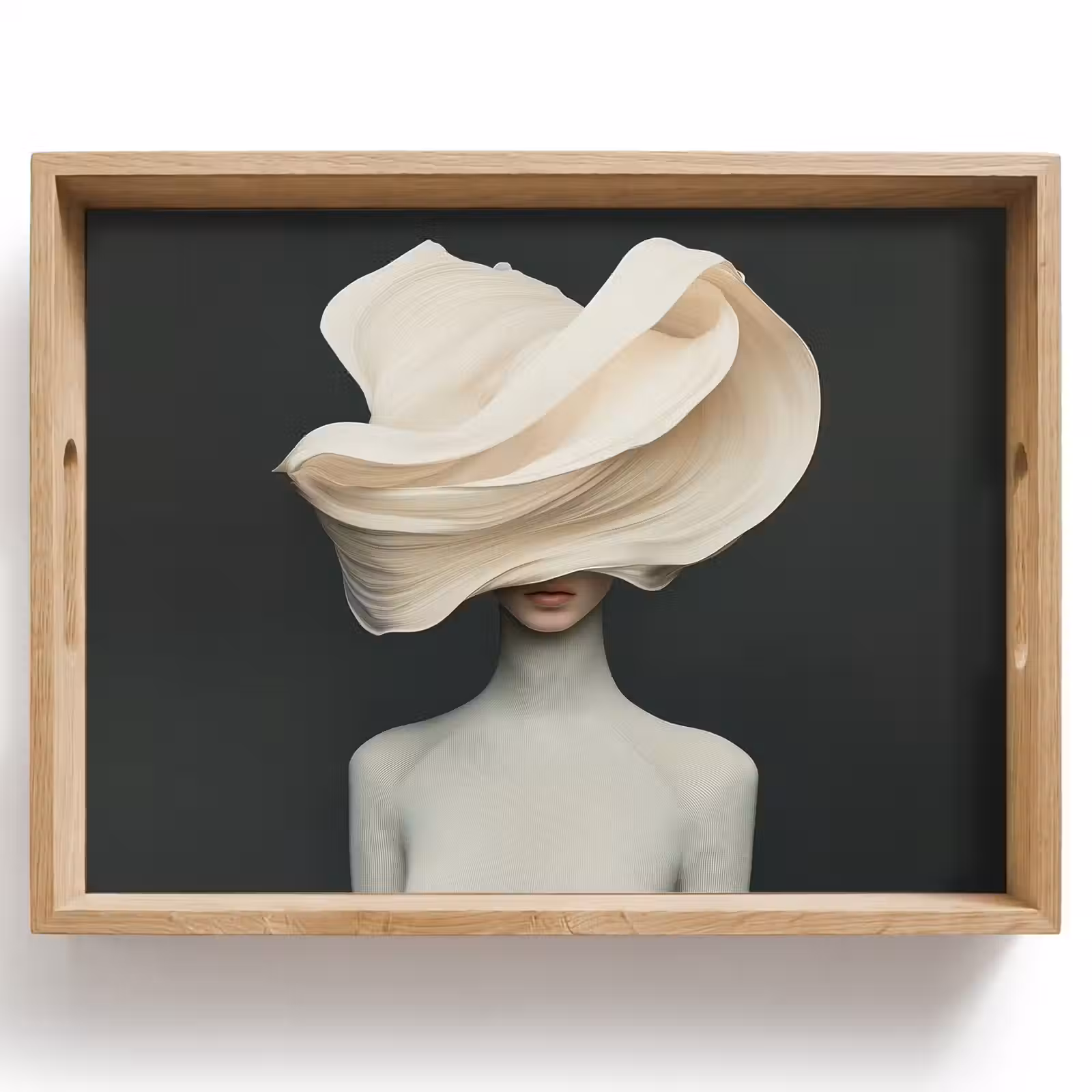 Dienblad - Vrouw - Beige - hoed — 1