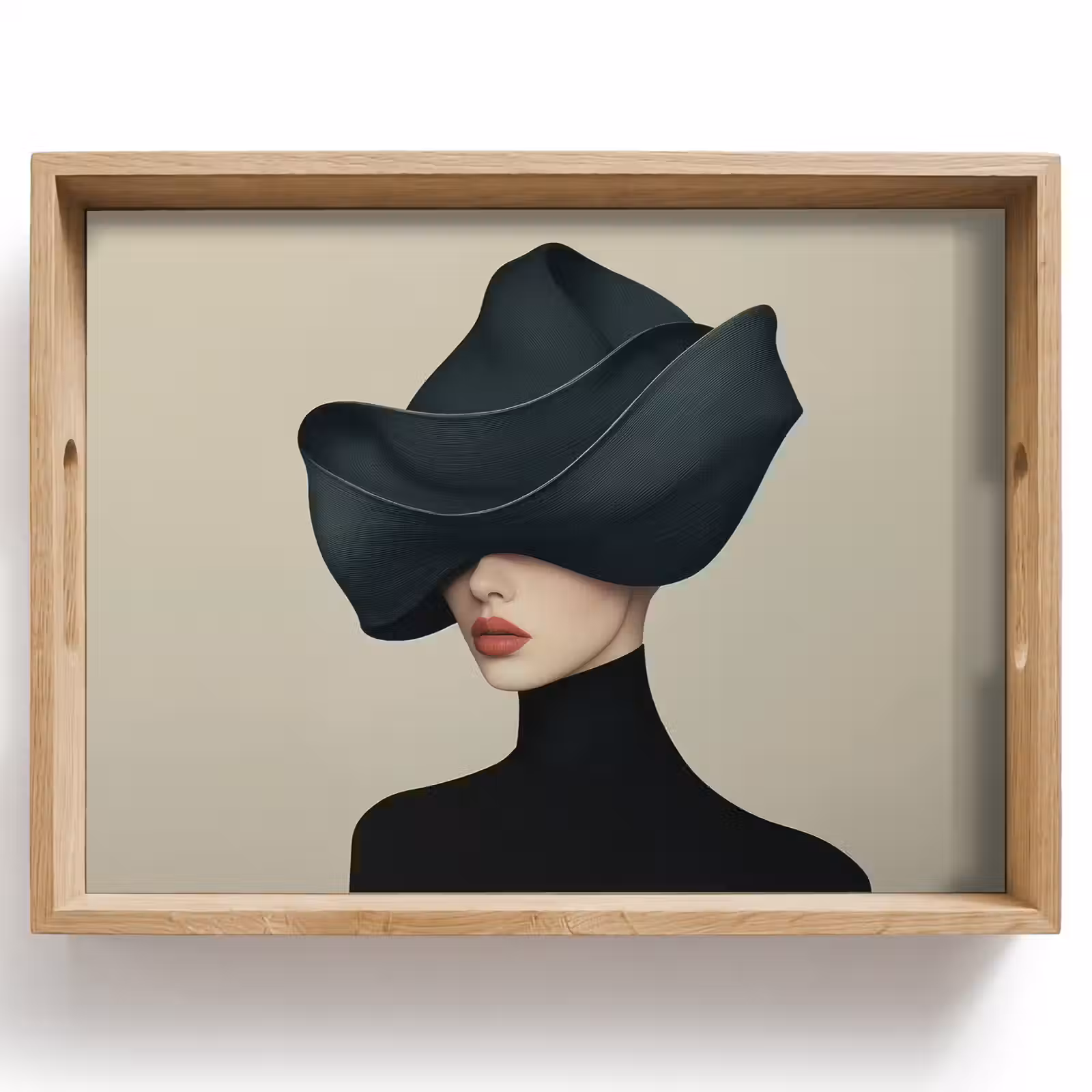 Dienblad - Vrouw - Groen - Hoed — 1