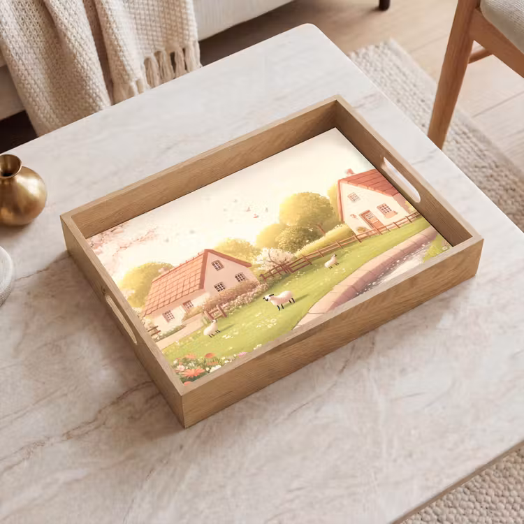 Dienblad - Schapen - Huisje - Platteland — 2