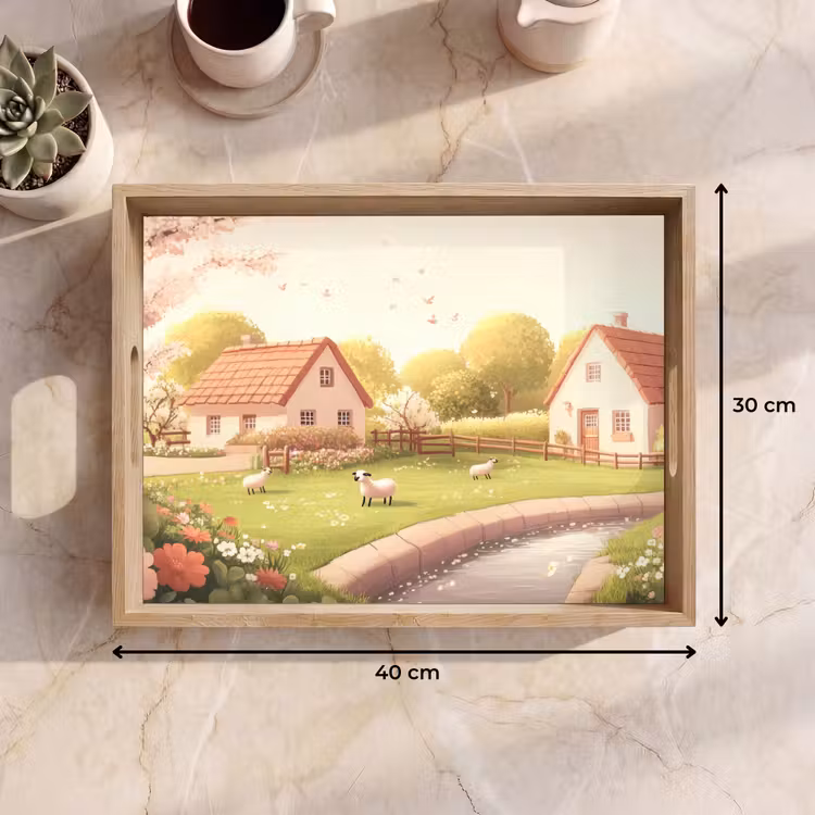 Dienblad - Schapen - Huisje - Platteland — 9