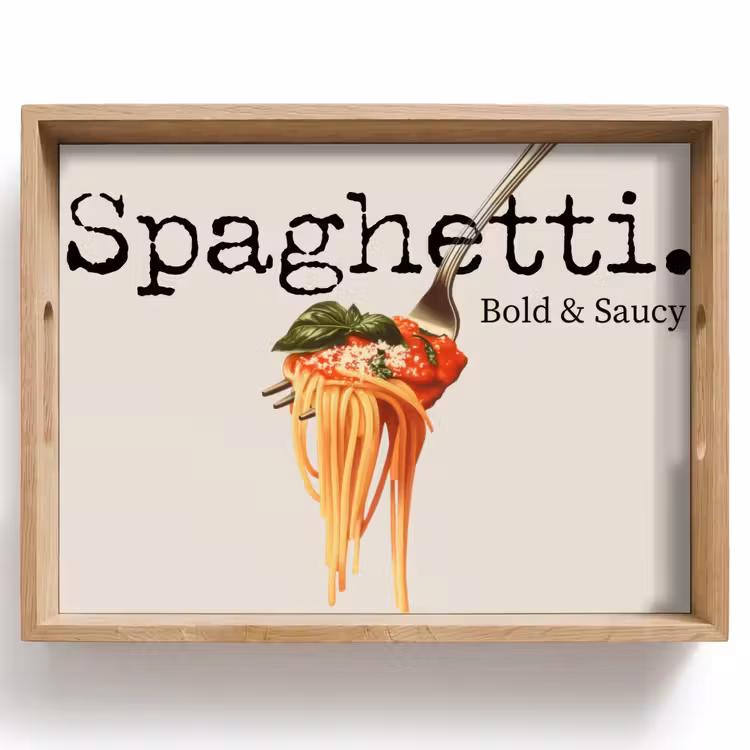 Dienblad - Spaghetti - tomatensaus - Parmezaanse kaas — 1