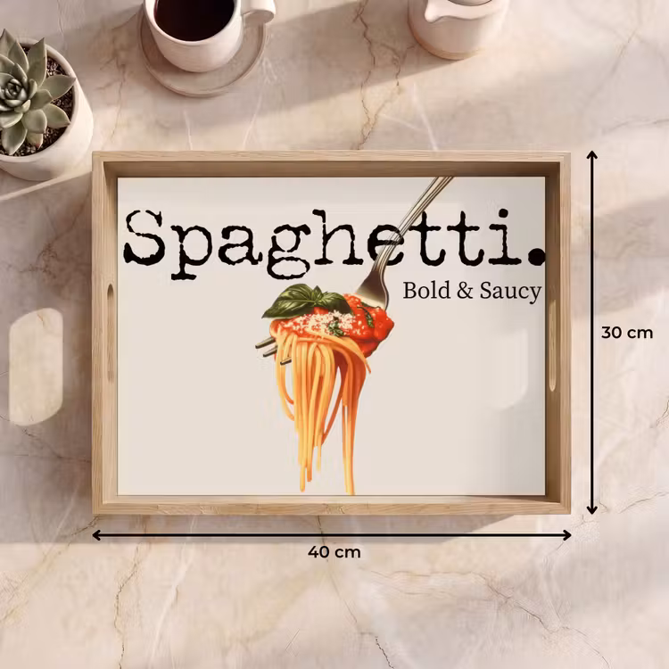 Dienblad - Spaghetti - tomatensaus - Parmezaanse kaas — 9