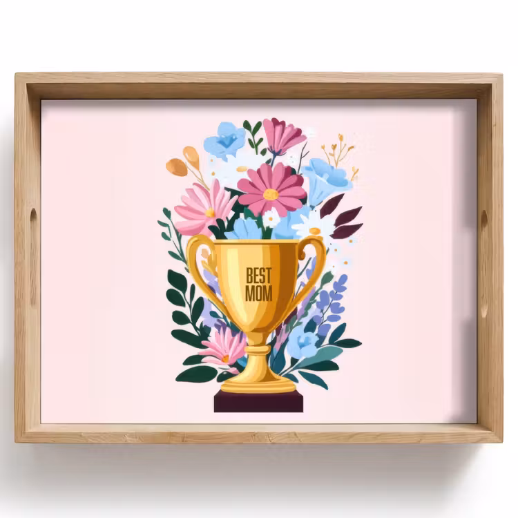 Dienblad - Trofee - Best Mom - Bloemen - Kleurrijk — 1