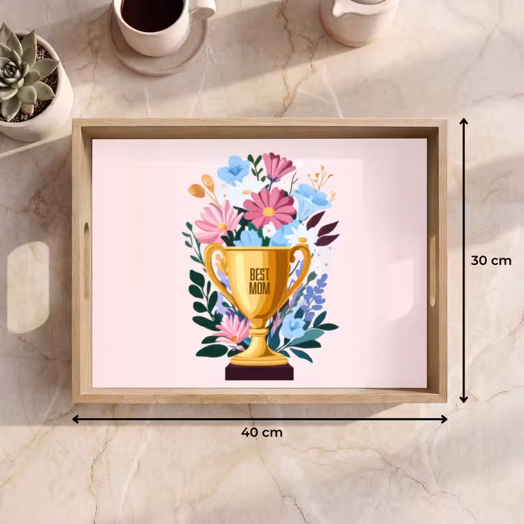 Dienblad - Trofee - Best Mom - Bloemen - Kleurrijk — 9
