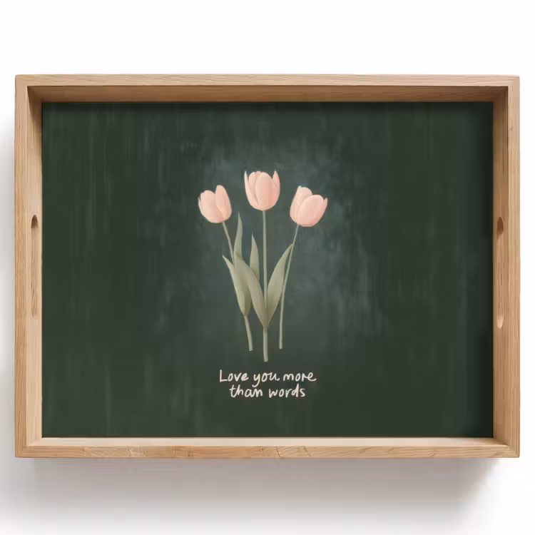 Dienblad - Tulpen - Roze - Tekst - Love — 1