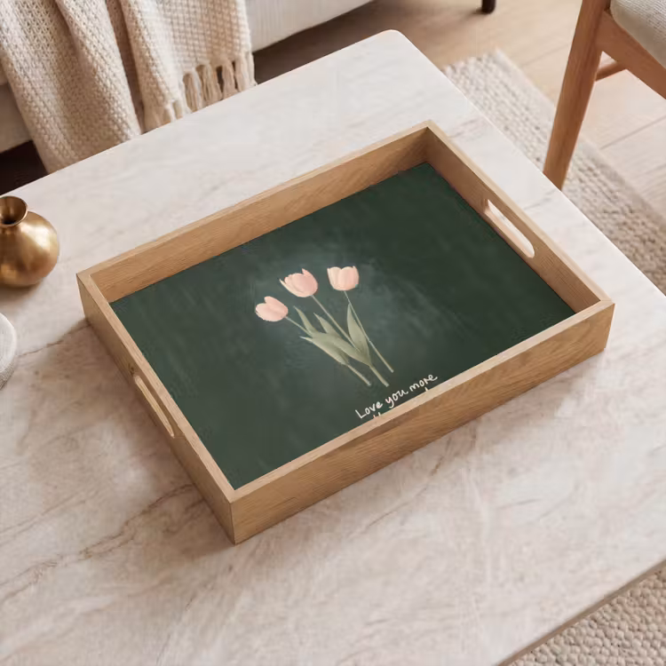 Dienblad - Tulpen - Roze - Tekst - Love — 2