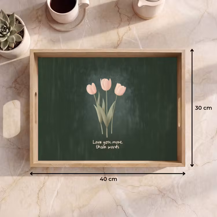 Dienblad - Tulpen - Roze - Tekst - Love — 9