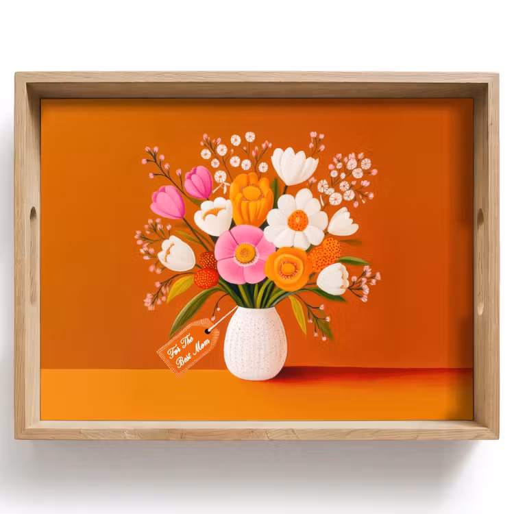 Dienblad - Vaas - Bloemen - Oranje — 1