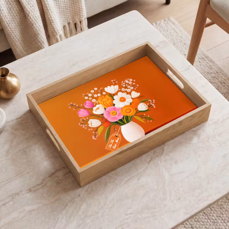Dienblad - Vaas - Bloemen - Oranje — 2