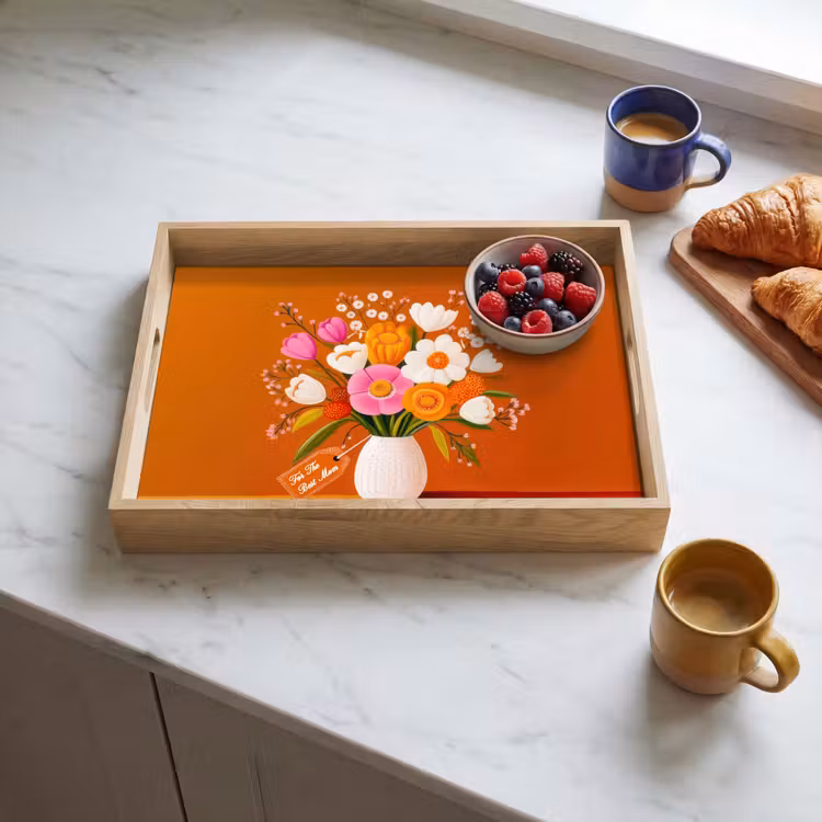 Dienblad - Vaas - Bloemen - Oranje — 4