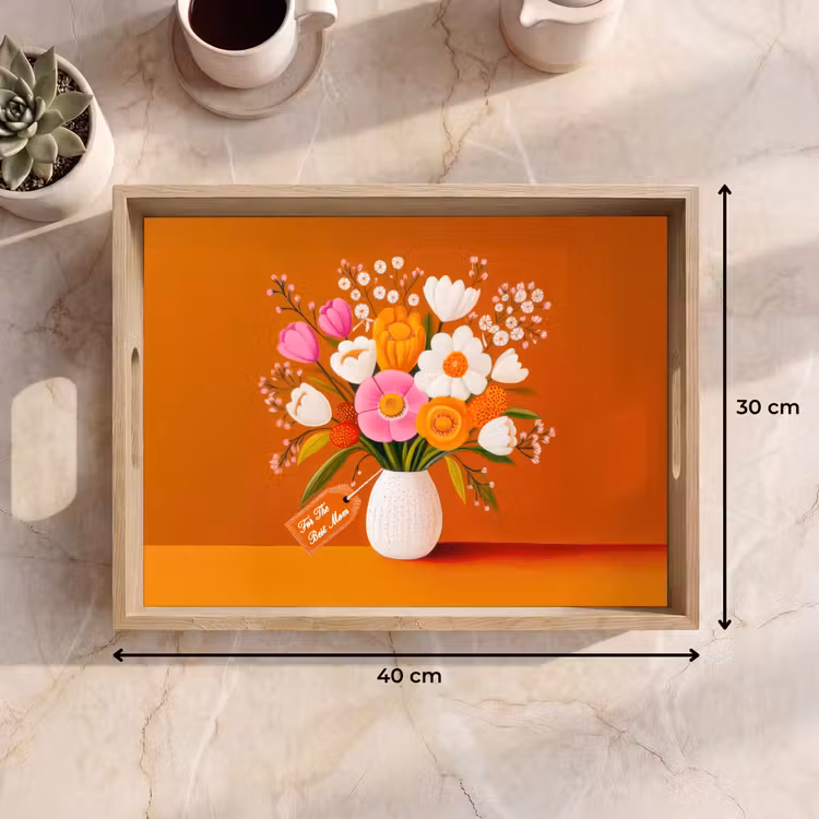 Dienblad - Vaas - Bloemen - Oranje — 9