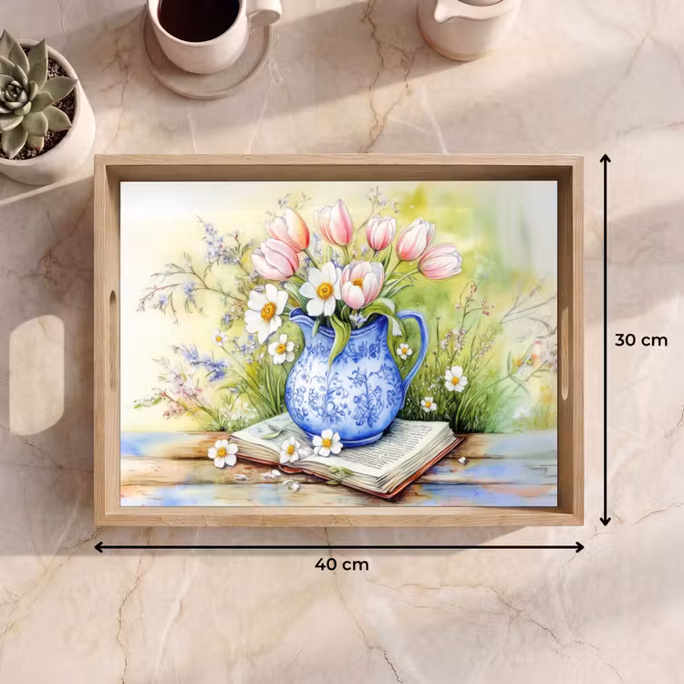 Dienblad - Vaas - Delftsblauw - Madeliefjes — 9