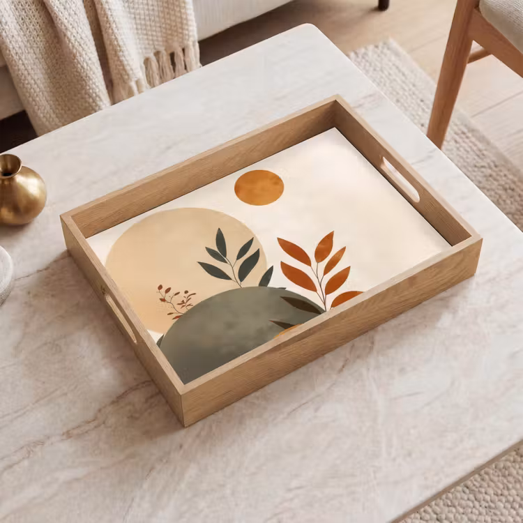 Dienblad - Vormen - Rond - Bladeren - Beige — 2
