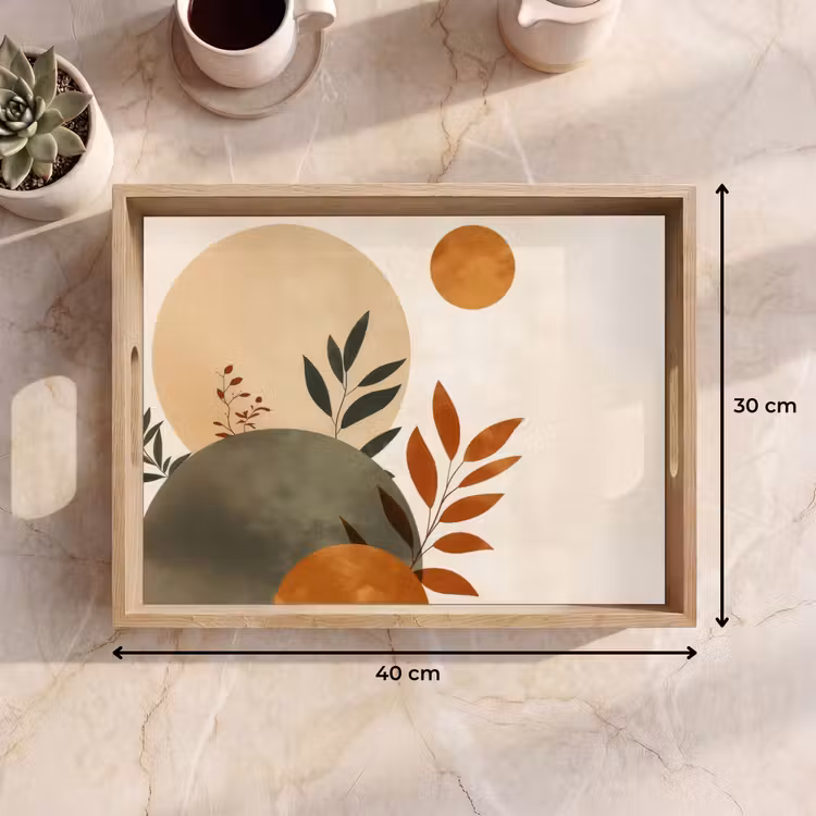 Dienblad - Vormen - Rond - Bladeren - Beige — 9
