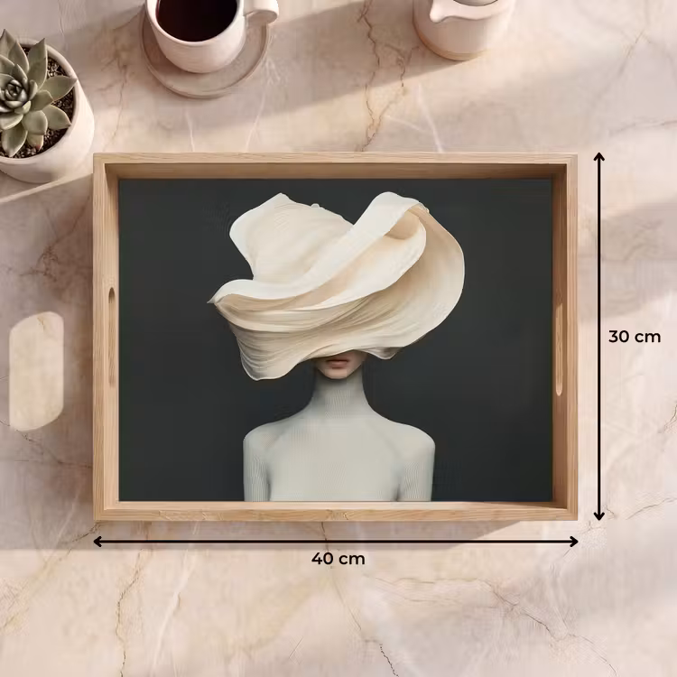 Dienblad - Vrouw - Beige - hoed — 9