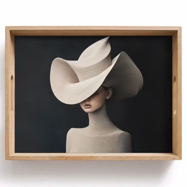 Dienblad - Vrouw - Golvende - Hoed — 1