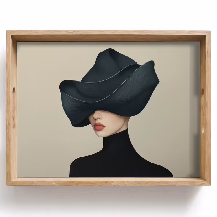 Dienblad - Vrouw - Groen - Hoed — 1