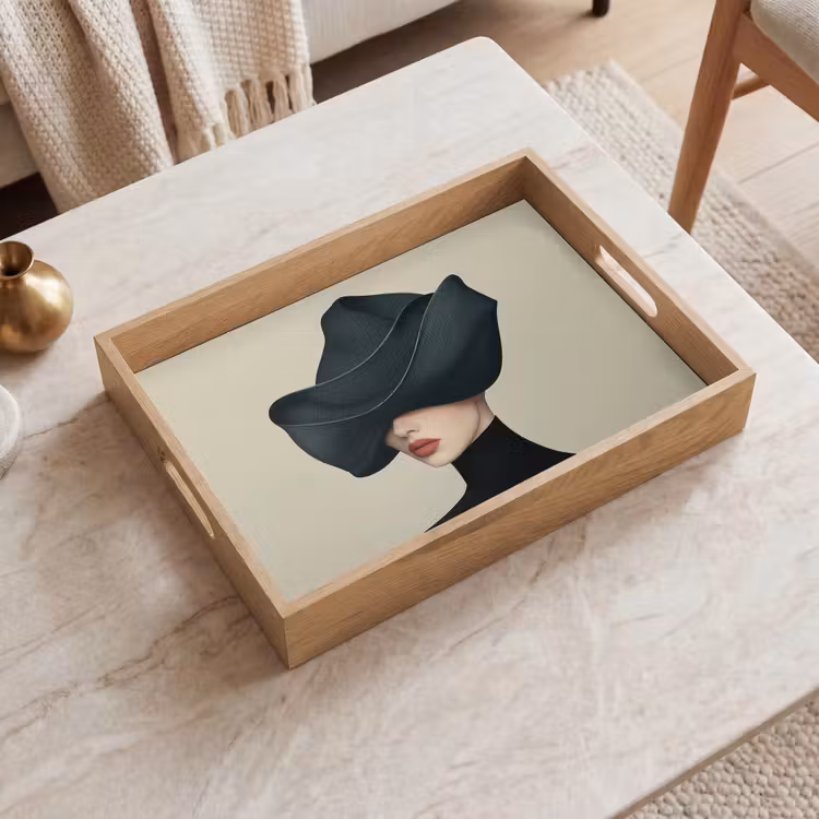 Dienblad - Vrouw - Groen - Hoed — 2