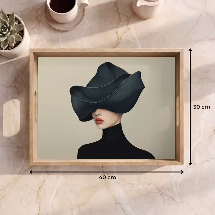Dienblad - Vrouw - Groen - Hoed — 9