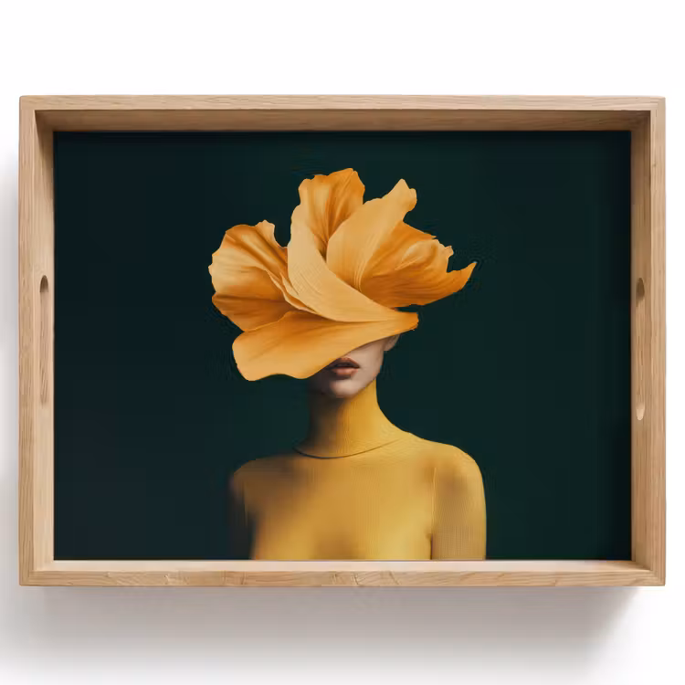 Dienblad - Vrouw - Hoed - Geel — 1