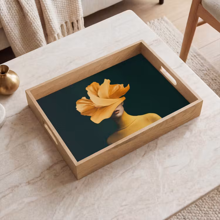 Dienblad - Vrouw - Hoed - Geel — 2