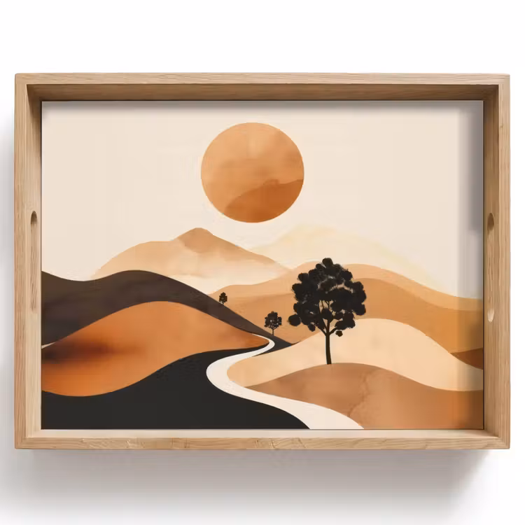 Dienblad - Zon - Heuvels - Boom - Abstract — 1