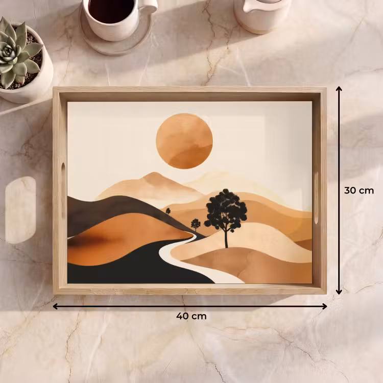 Dienblad - Zon - Heuvels - Boom - Abstract — 9