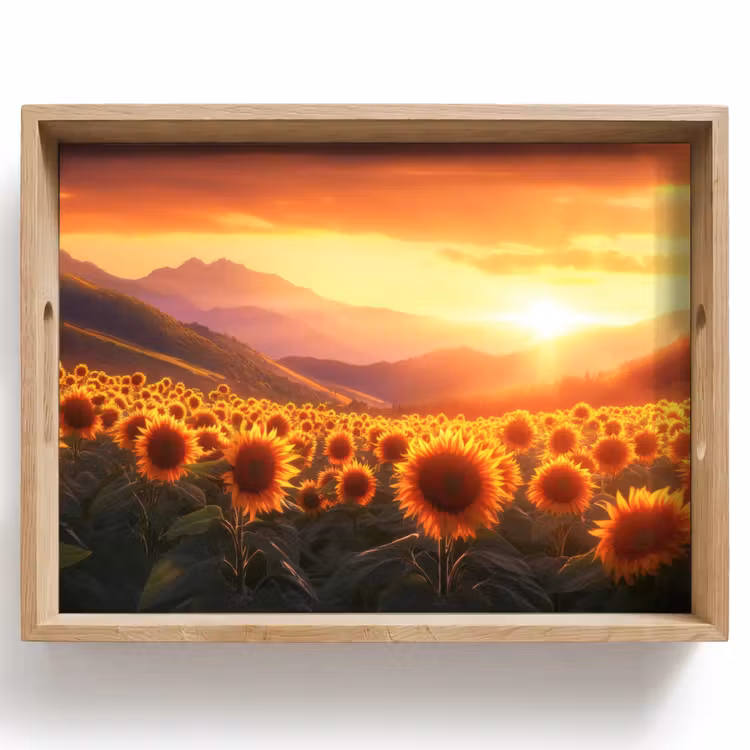 Dienblad - Zonnebloemen - Zonsondergang - Landschap — 1