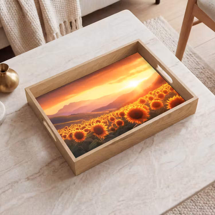 Dienblad - Zonnebloemen - Zonsondergang - Landschap — 2
