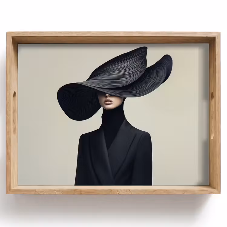Dienblad - Zwart - Vrouw - Hoed — 1